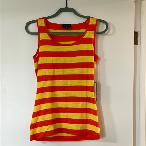 Bold Red and Yellow Striped Sleeveless Tank Top - Picture 1 of 6